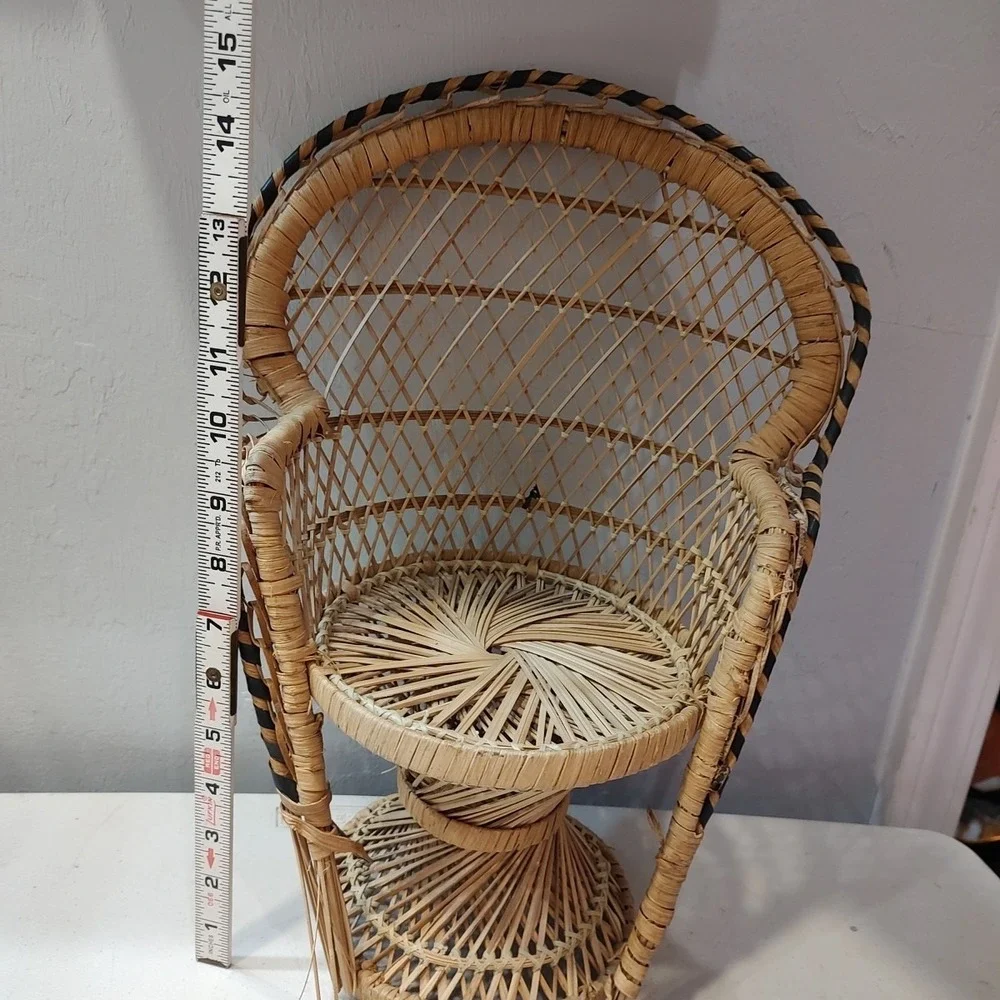 Vintage Wicker Peacock Chair For Dolls Plant Pot Display Prop‎ Boho Coastal